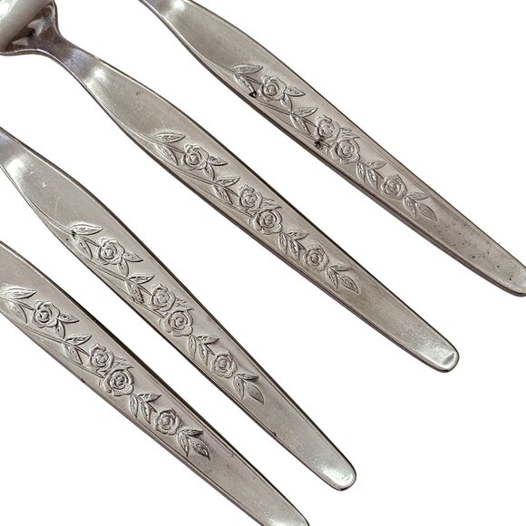 Elden Vintage Flower Cocktail Fork Stainless 5.5" Rose Midcentury Colonial EDL5 - Picture 2 of 8